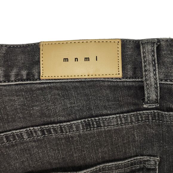 MNML Mens Jeans Zippered leg opening Size 38 x 34 Whiskered Y2K 90s Gray - Picture 5 of 14